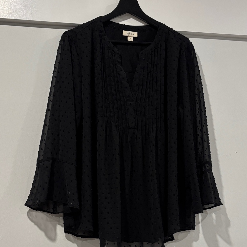Style & Co. Black Textured Blouse